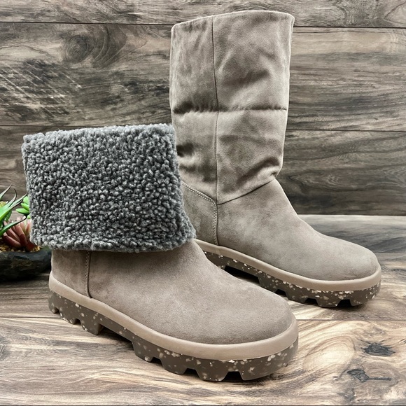 NIB Cool Planet By Steve Madden Restt Faux Shearling Bootie 8.5M Grey Fab - Picture 5 of 12